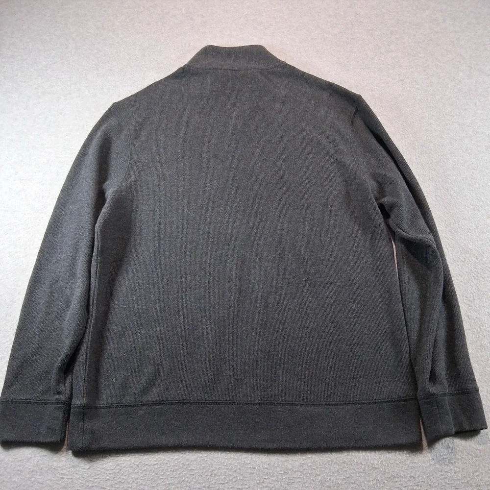 Banana Republic Quarter Zip Sweater Mens L Gray Casual Waffle Knit Pullover